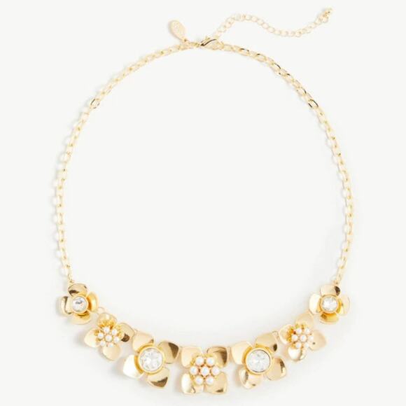 Ann Taylor Pearlized Floral Statement Necklace - Picture 7 of 7